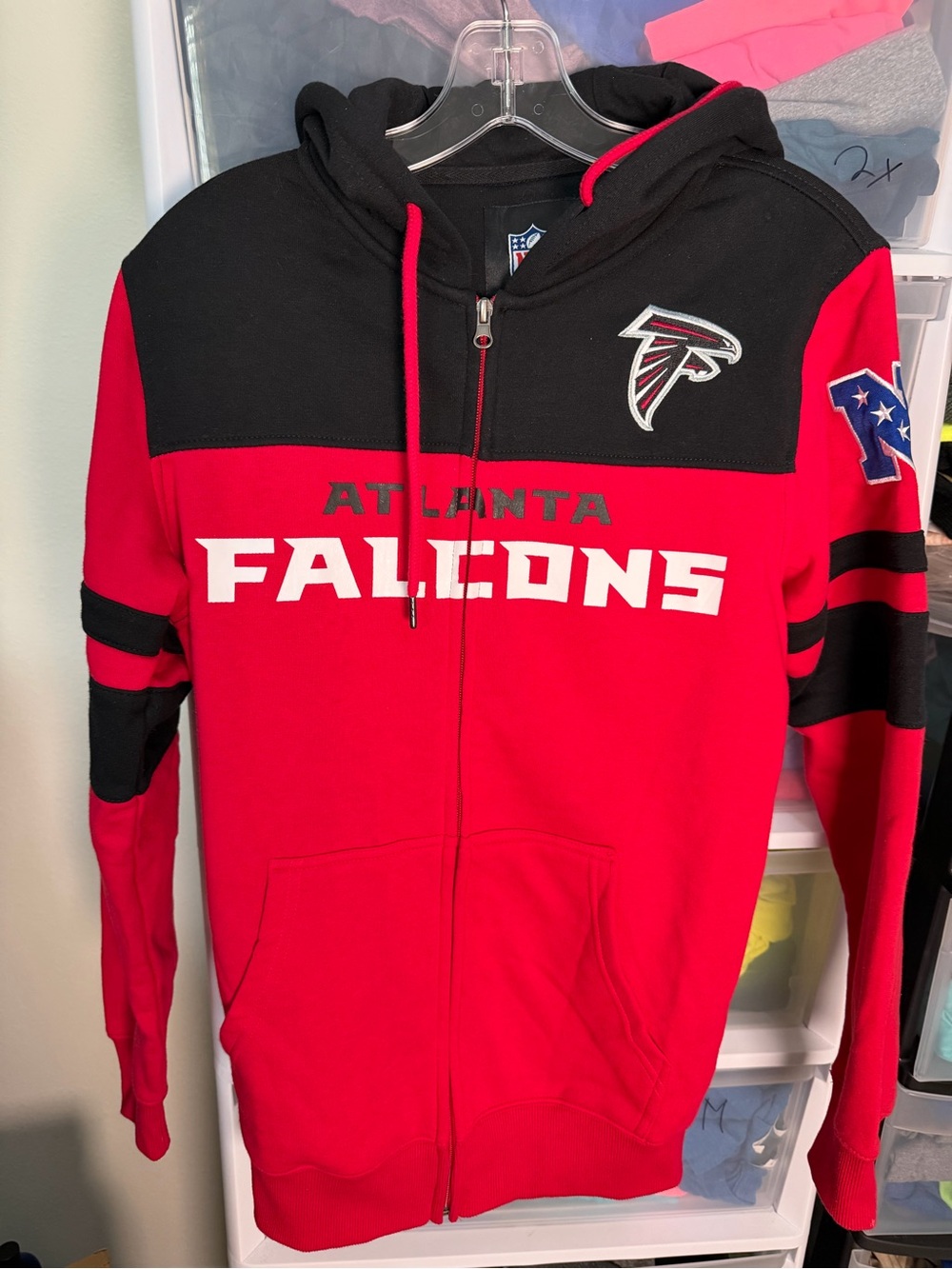 NFL Atlanta Falcons Red and Black Full-Zip Sweater